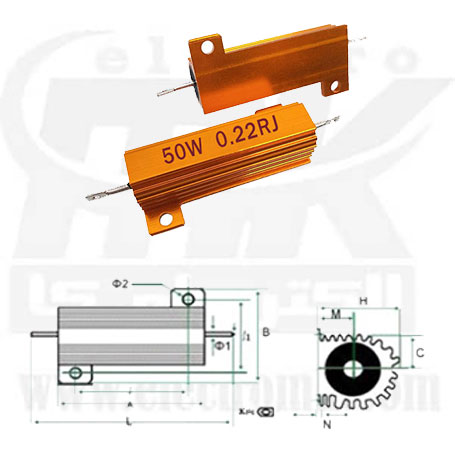 Metal resistor 50W 0.22R