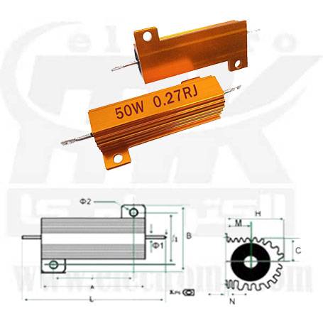 Metal resistor 50W 0.27R