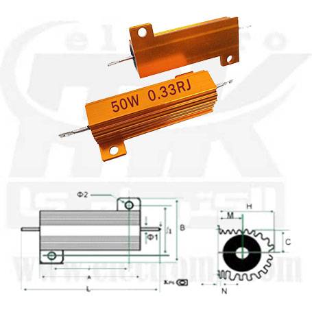 Metal resistor 50W 0.33R