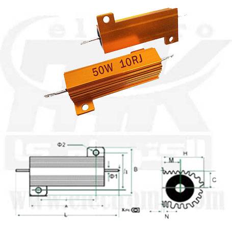 Metal resistor 50W 10R