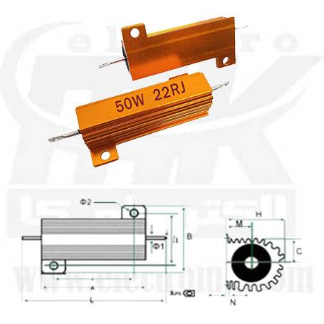 Metal resistor 50W 22R