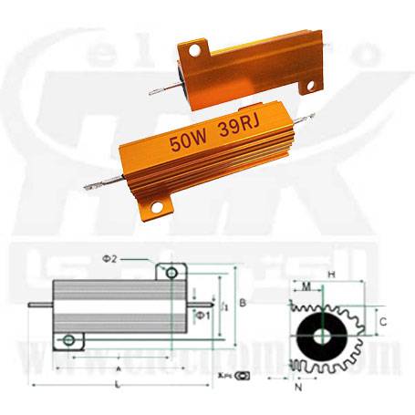 Metal resistor 50W 39R