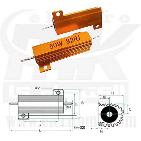Metal resistor 50W 82R
