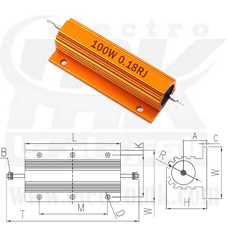 Metal resistor 0.18R 100W