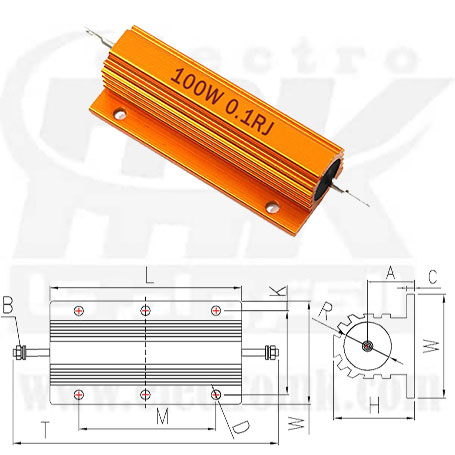 Metal resistor 0.1R 100W