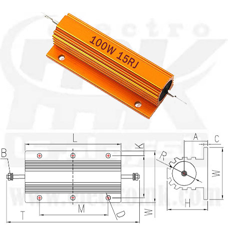 Metal resistor 15R 100W