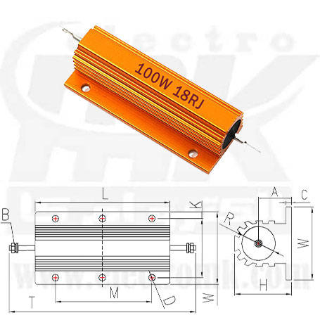 Metal resistor 18R 100W