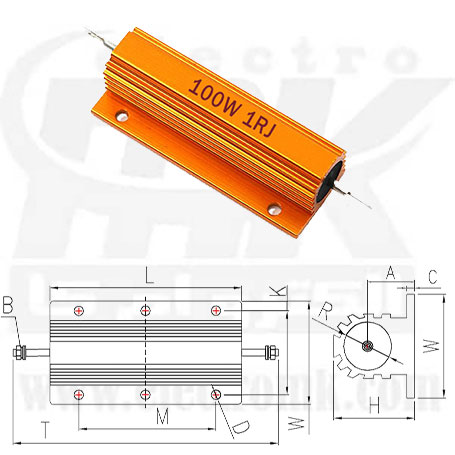 Metal resistor 1R 100W
