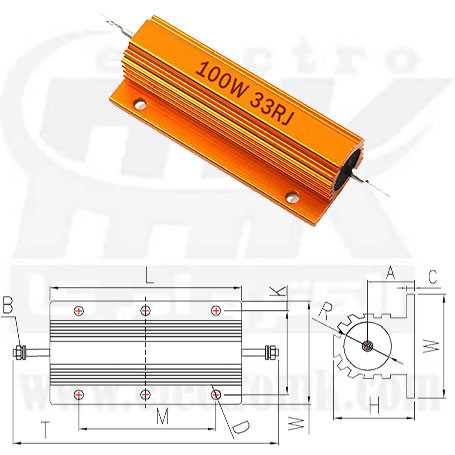 Metal resistor 33R 100W
