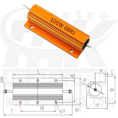 Metal resistor 68R 100W