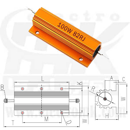 Metal resistor 82R 100W